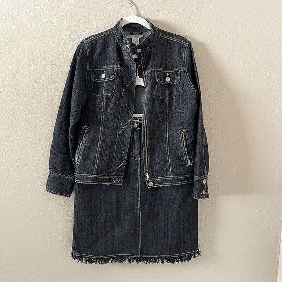 CAbi Dresses & Skirts - Cabi Jean Skirt Jacket Set Blazer Y2K Indie Sleeze 2000s Vtg Grunge Goth Retro 6